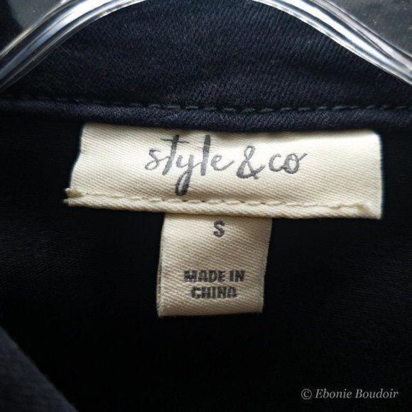 Style & Co Ruffled Denim Jacket Black S - Picture 5 of 6